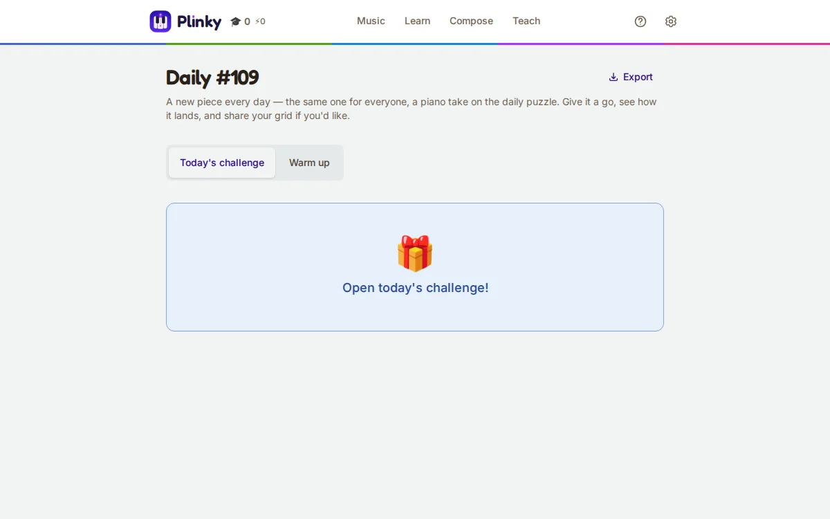 A screenshot of the daily challenge