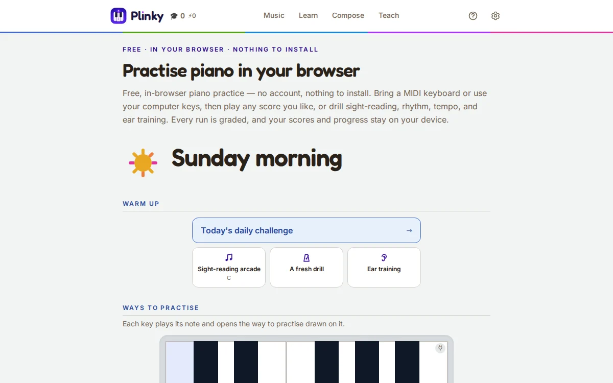 A screenshot of the home page