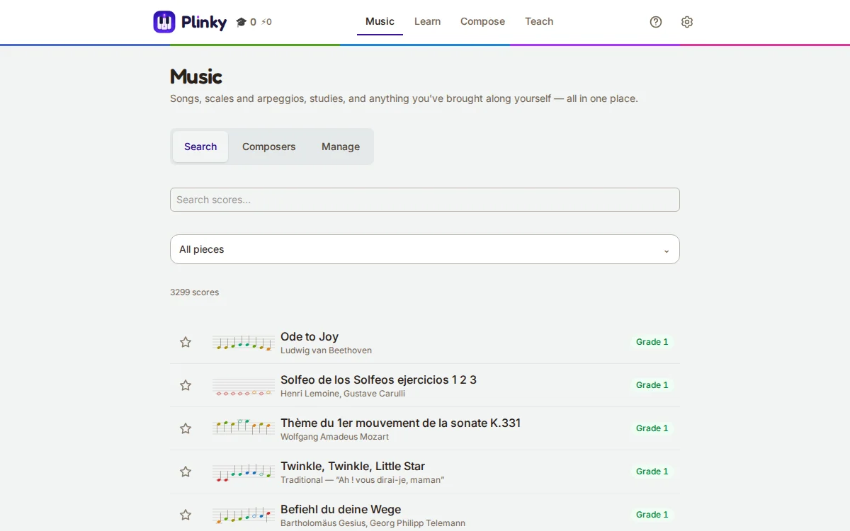 A screenshot of Music